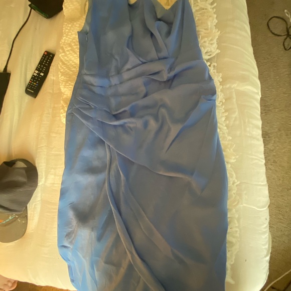 STAY CLASSY ONE SHOULDER WRAP DRESS - BRIGHT BLUE - Picture 6 of 7